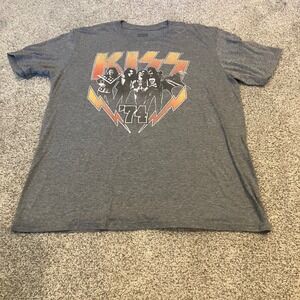 American Classics KISS 74 Rock Band Graphic T-Shirt Womens Large Heather Gray